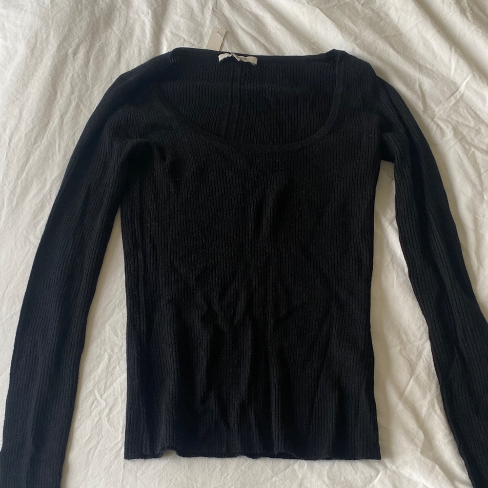Madewell Scoopneck Black Ribbed Women's Sweater